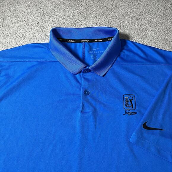 Nike Polo Shirt Mens 2XL Blue Golf Performance Drifit Logo TPC Sawgrass Club - Picture 7 of 16